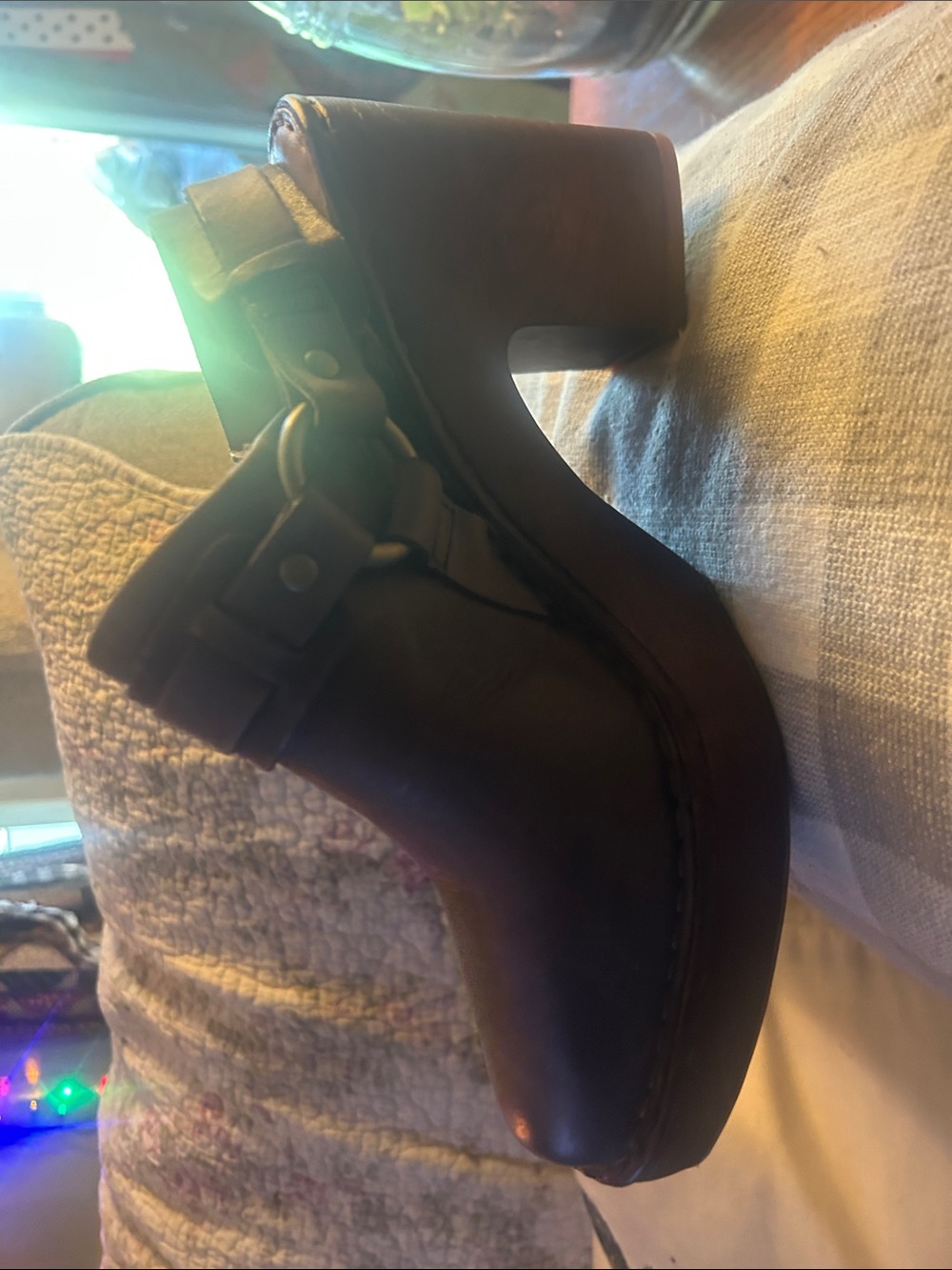 ⁠Born Brown Leather Slingback Clog Mules Heeled Shoes⁠ - Picture 4 of 5